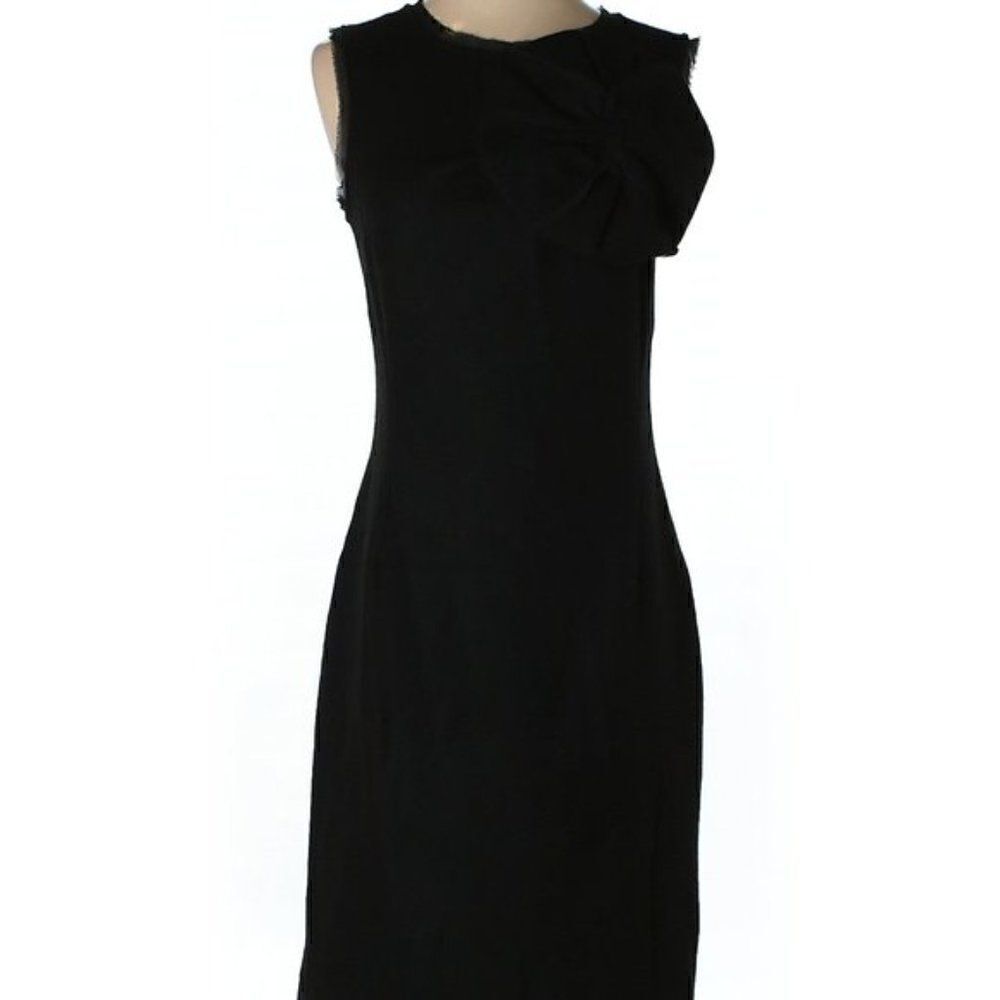 Banana Republic Black Stretch Wool Sheath Pencil Dress with Bow Sz 4